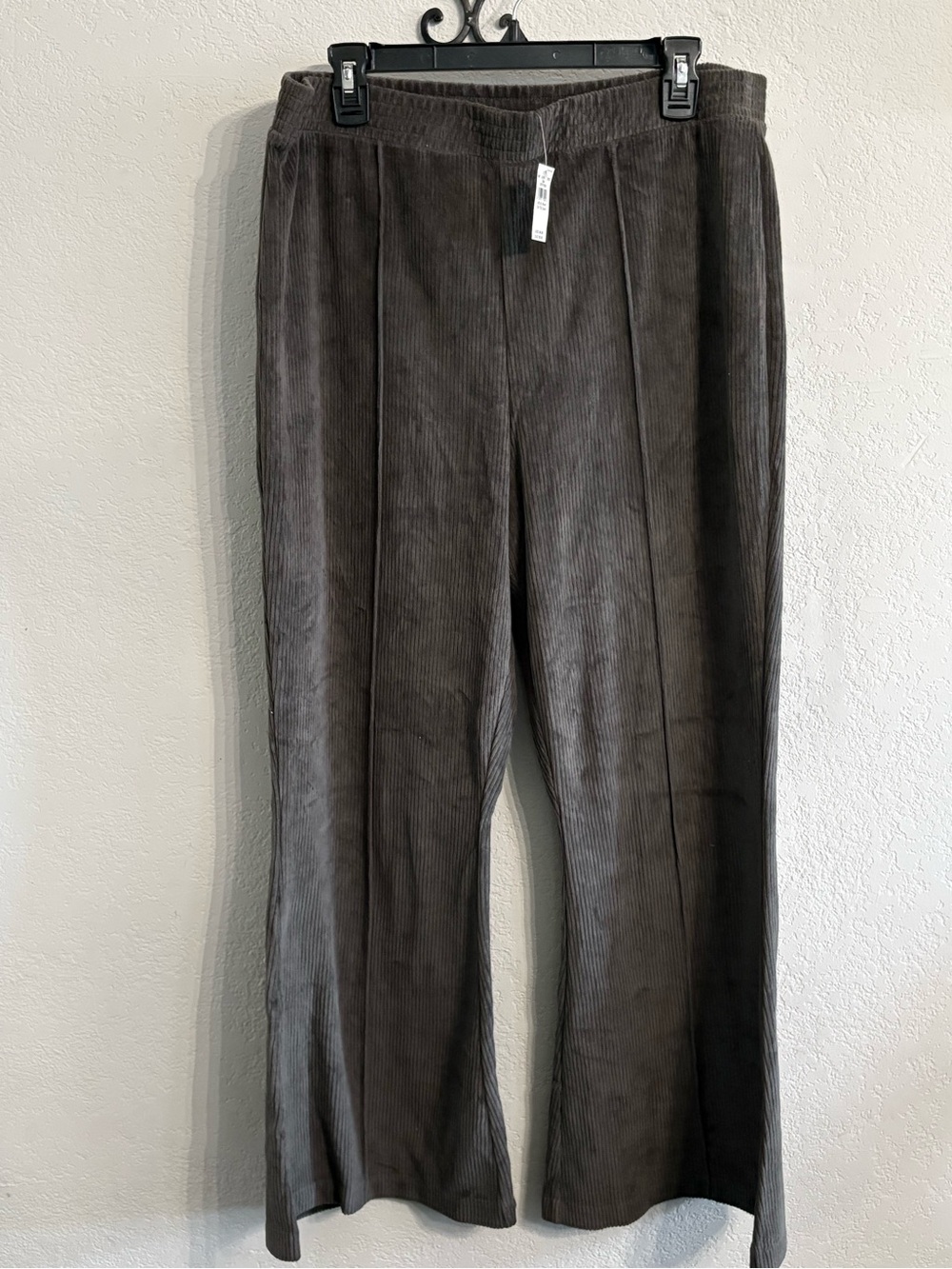 Women’s NWT Aerie Soft Ribbed Wide-Leg Pants, Dark Olive Green, Sz. XL Short